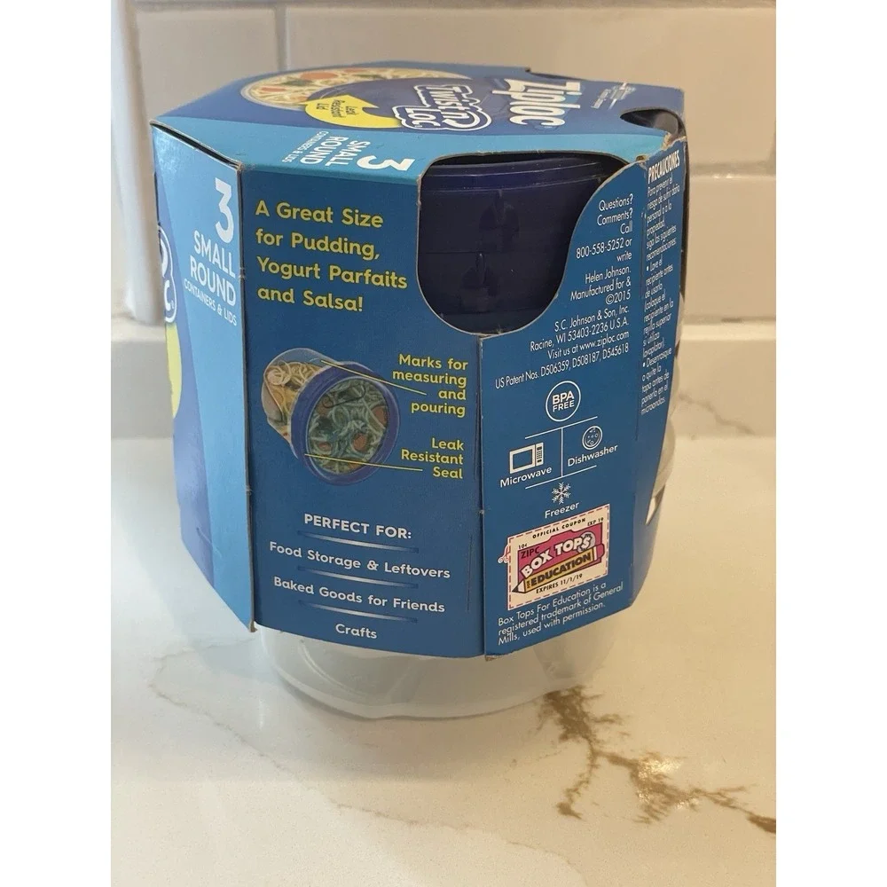 Ziploc Twist n Loc Containers‎ Small Round 3 Pk Leak Resistant Storage 16 oz New